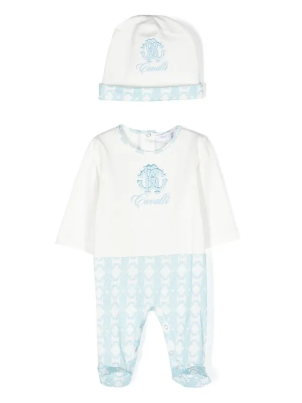 embroidered logo babygrow set