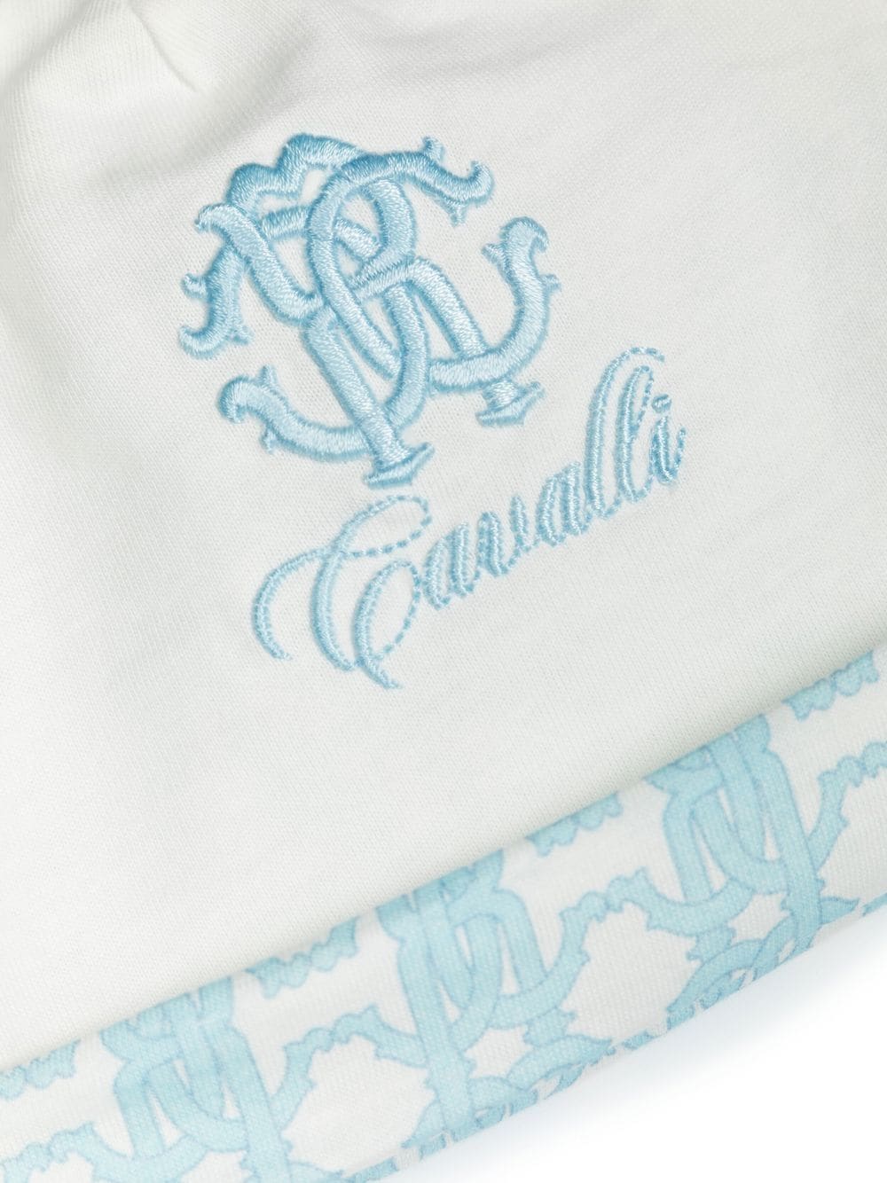 Shop Roberto Cavalli Junior Embroidered Logo Babygrow Set In White