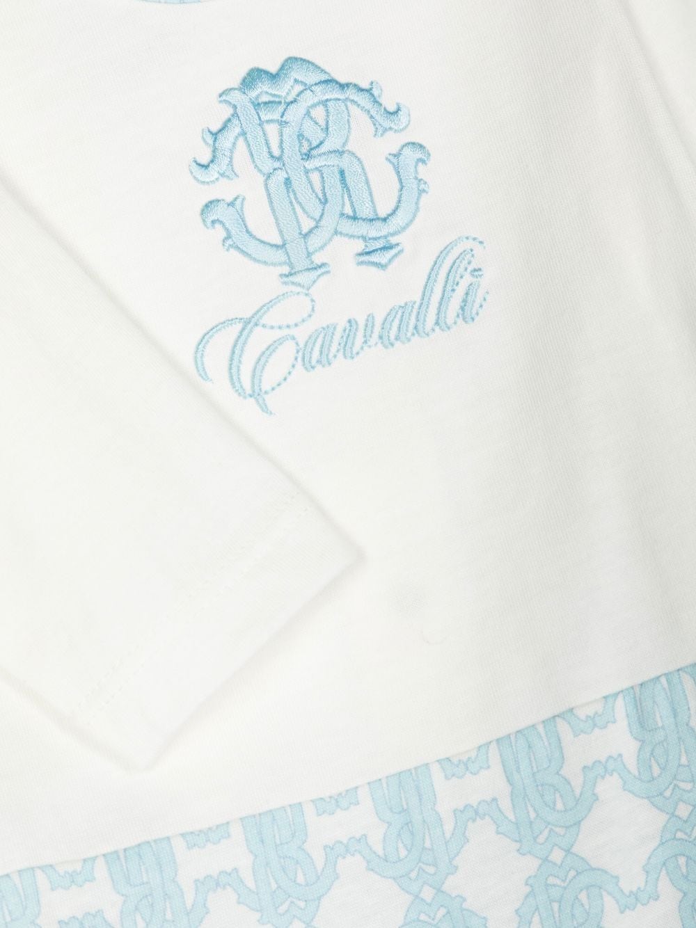 Shop Roberto Cavalli Junior Embroidered Logo Babygrow Set In White