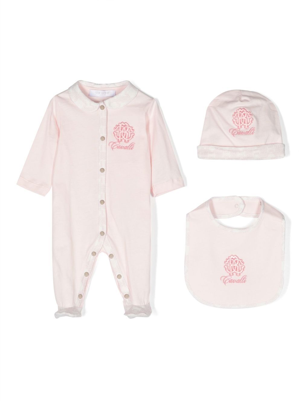 Roberto Cavalli Junior embroidered-logo babygrow set - Pink