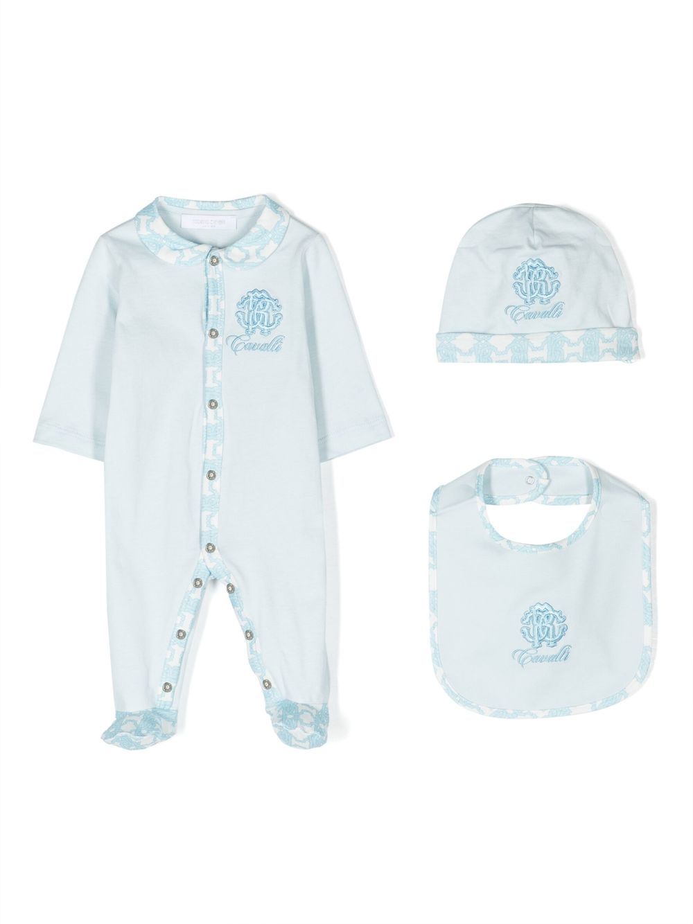 Roberto Cavalli Junior embroidered logo babygrow set - Blue