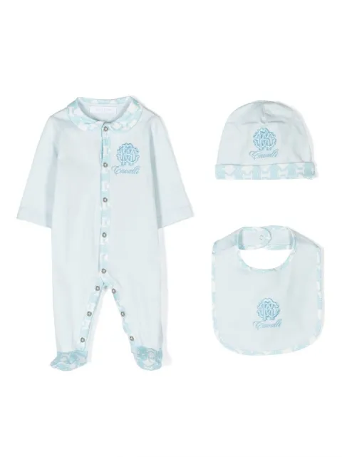 Roberto Cavalli Junior embroidered logo babygrow set