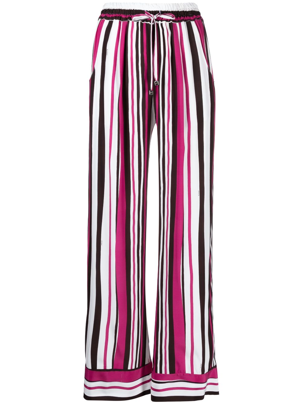 Shop Kiton Striped Silk Palazzo Trousers In Pink