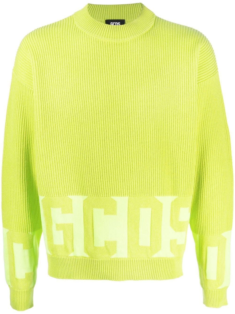 Shop Gcds Intarsia-knit Logo Jumper In Green