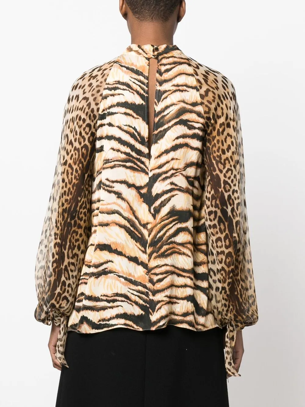 Shop Roberto Cavalli Animal-print Puff-sleeve Blouse In Neutrals