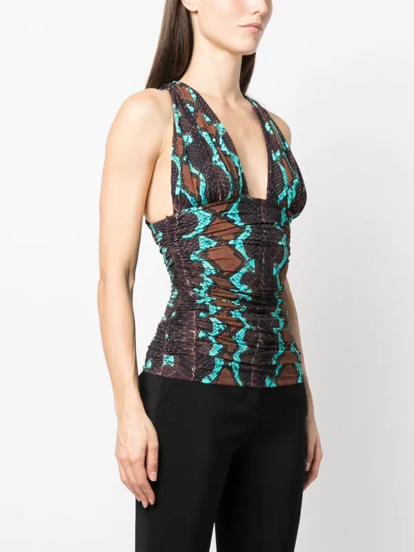 【超安い】 Roberto Brown | Top Sleeveless snakeskin-print Cavalli カットソー(半袖/袖なし)
