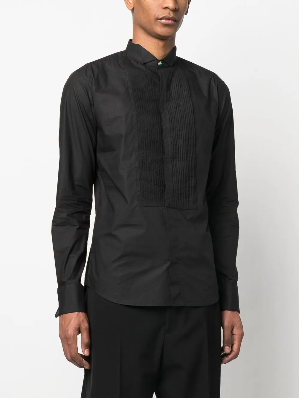 Shop Roberto Cavalli Bib-collar Long-sleeved Shirt In Black