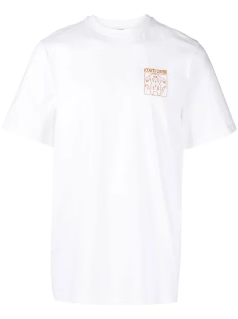 Roberto Cavalli Mirror Snake-embroidered T-shirt