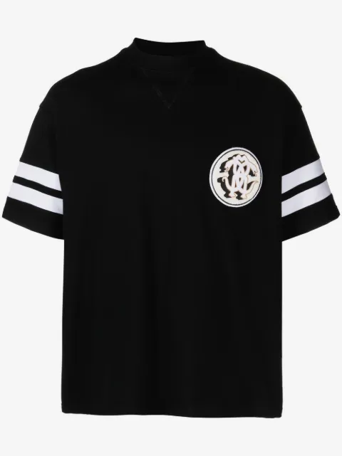 Roberto Cavalli Mirror Snake-patch piqué T-shirt