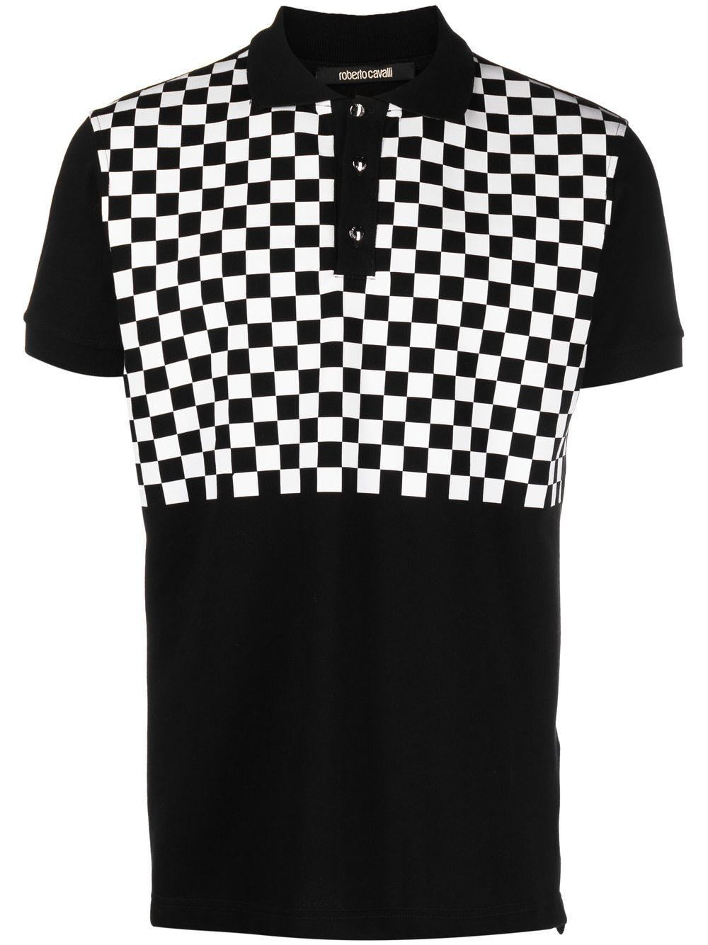 Roberto Cavalli Poloshirt Mit Schachbrettmuster In Black