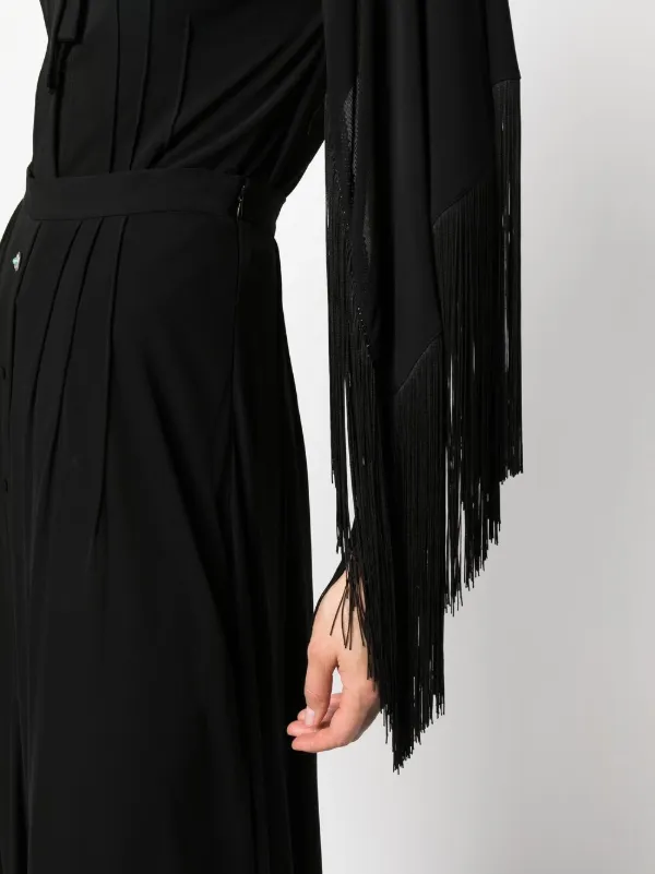 roberto cavalli トップス 黒 フリンジ付き roberto cavalli トップス 黒 フリンジ付き