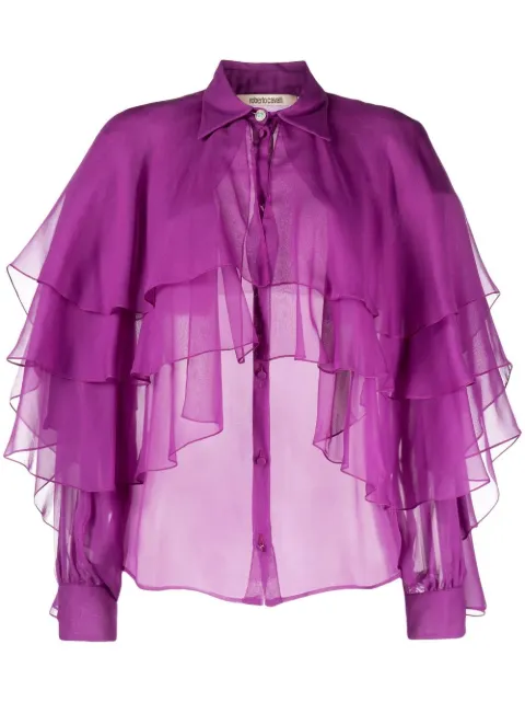 Roberto Cavalli camisa a capas con diseño drapeado 