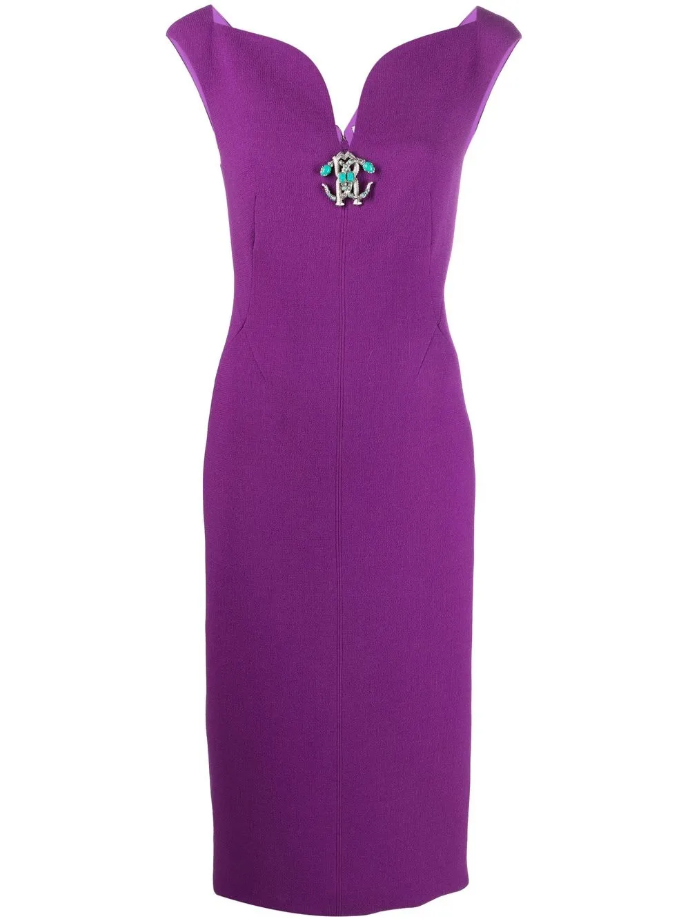 Roberto Cavalli vestido midi con cuello en V | morado | Image 1