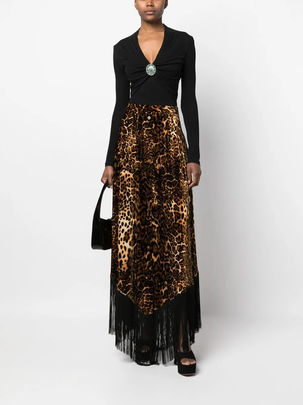 Roberto Cavalli Maxi-rok met luipaardprint - Oranje