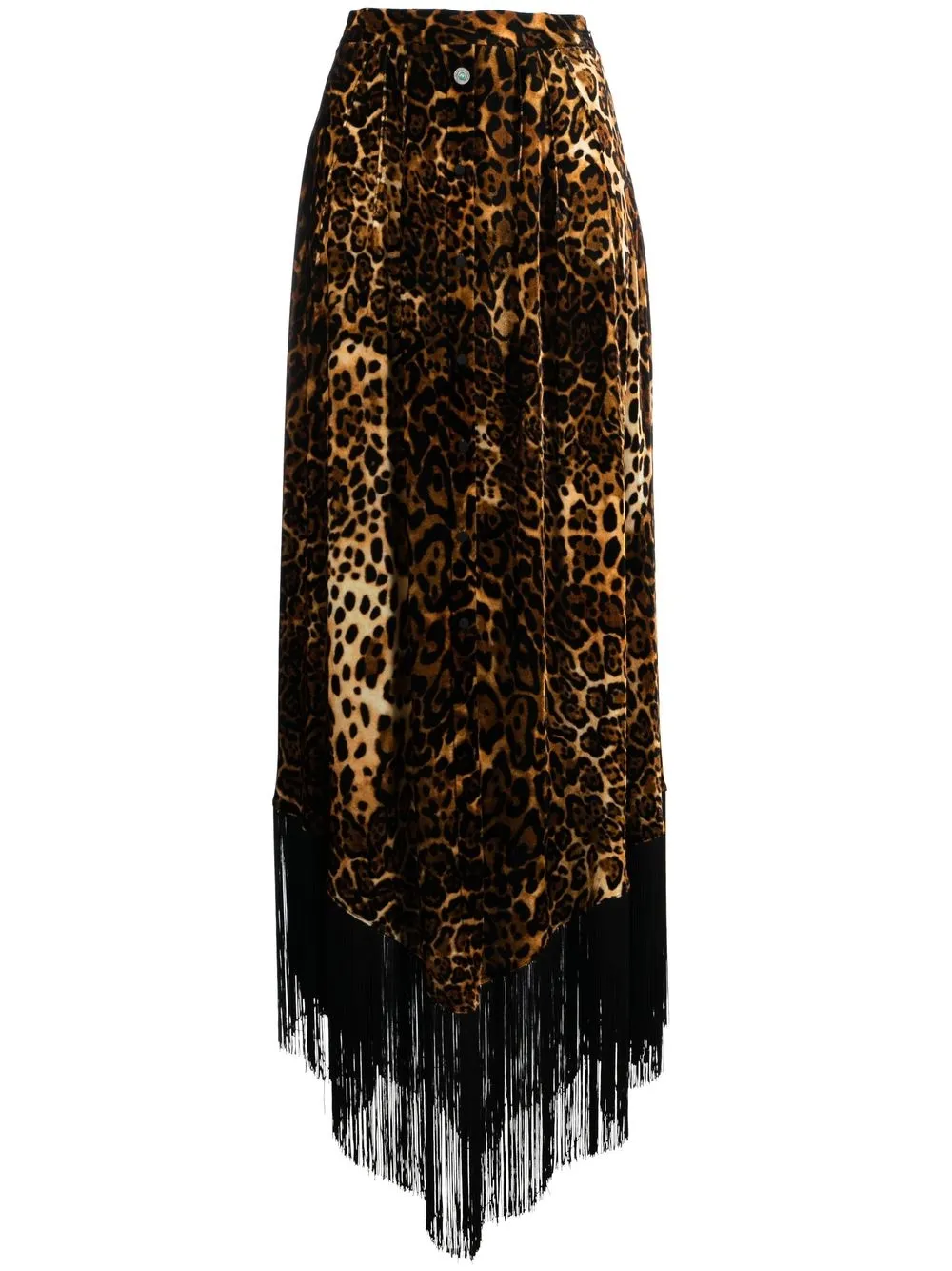 Roberto Cavalli fringed leopard-print maxi skirt | Orange | Image 1