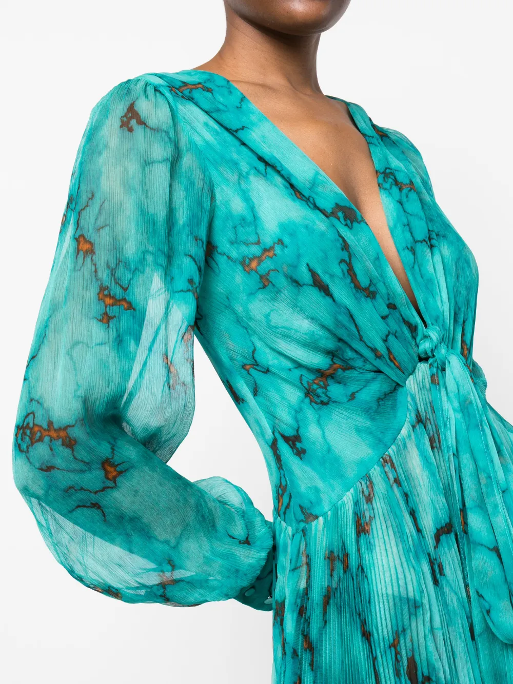 ROBERTO CAVALLI V-NECK SILK LONG DRESS