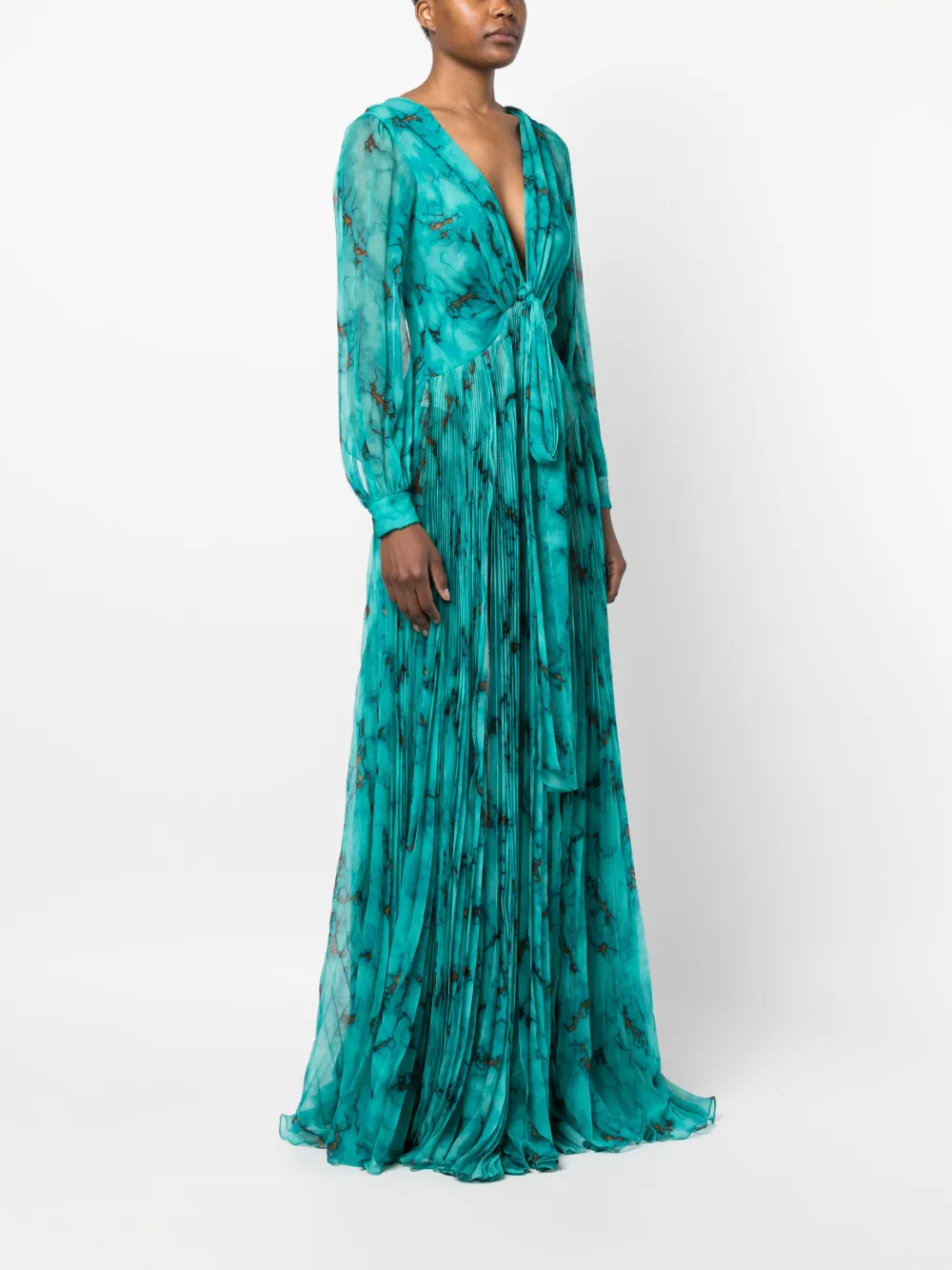 ROBERTO CAVALLI V-NECK SILK LONG DRESS