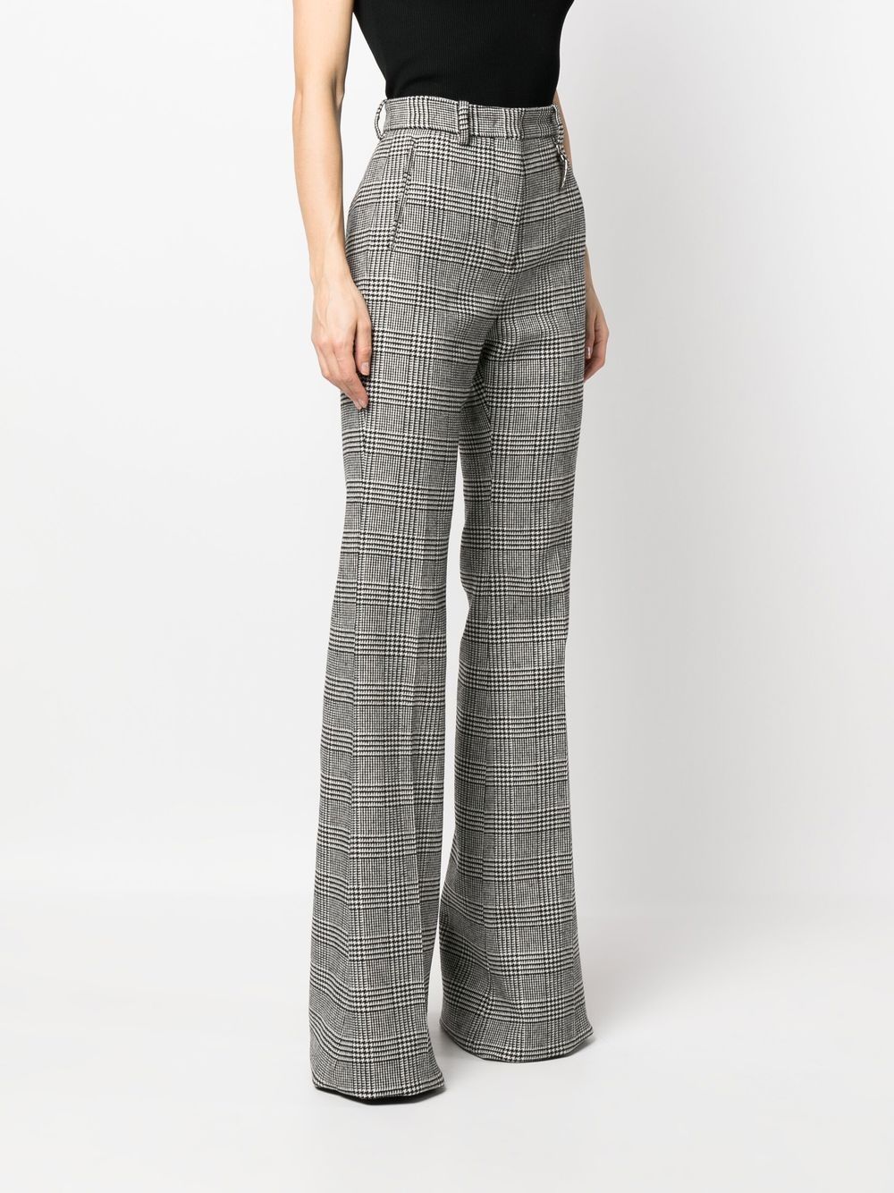 Shop Roberto Cavalli Checked Flared-leg Trousers In Black