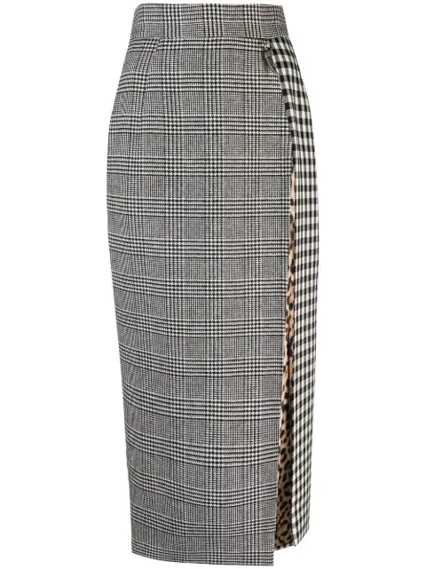 Roberto Cavalli checked-panels long skirt