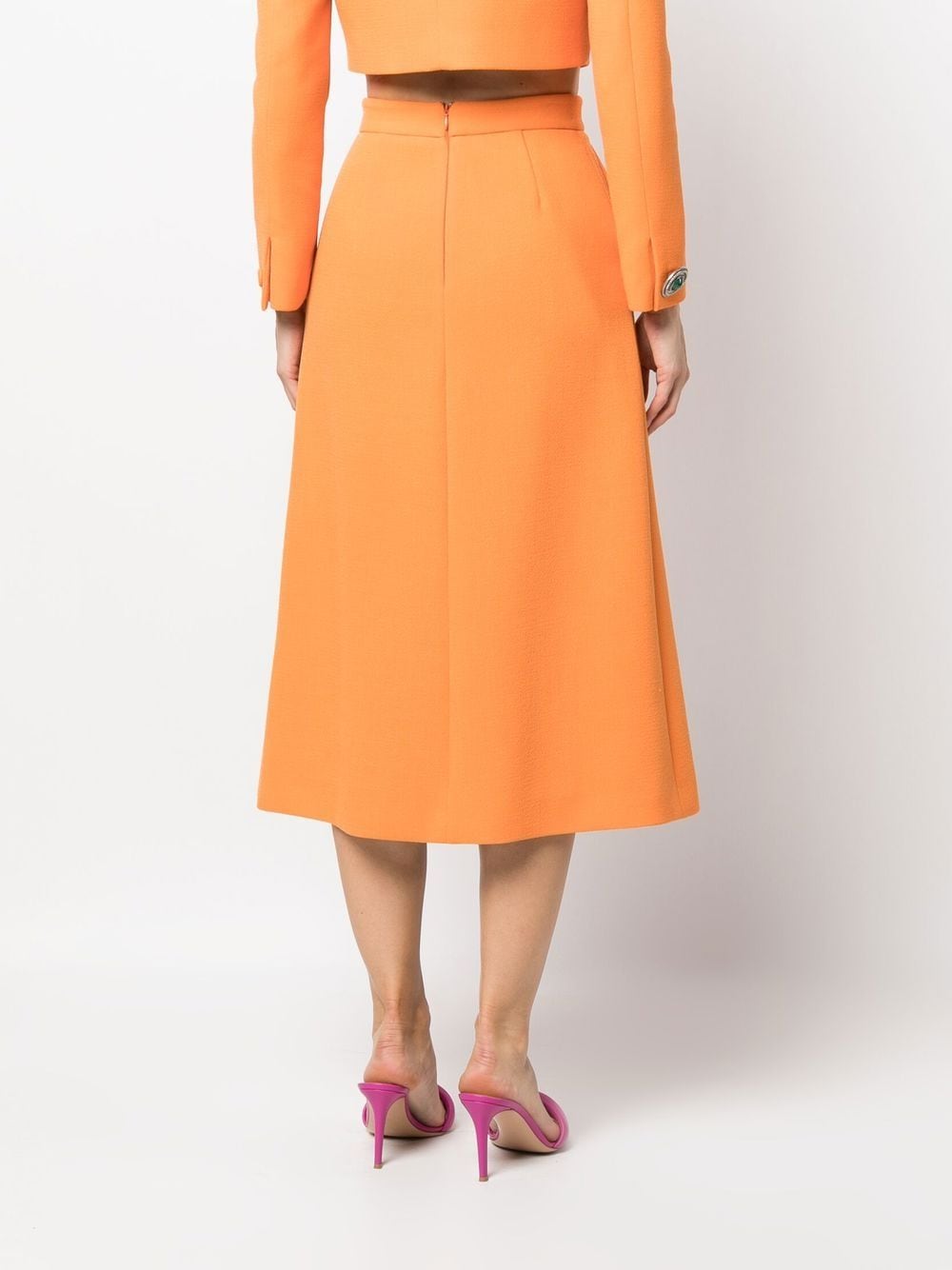 Shop Roberto Cavalli Wool A-line Skirt In Orange
