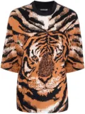 Roberto Cavalli embellished tiger-print top - Orange