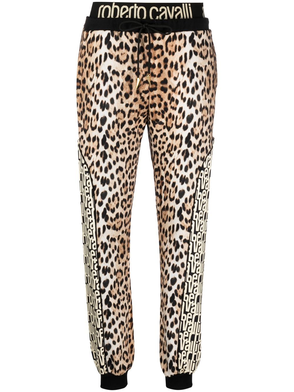 roberto cavalli pantalon de jogging à imprimé léopard - tons neutres