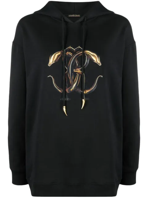 Roberto Cavalli monogram-print drawstring hoodie