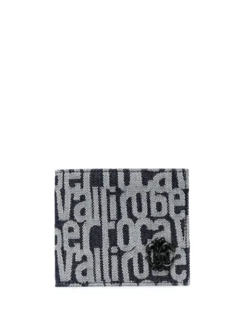 Roberto Cavalli logo-print denim wallet