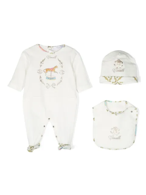 Roberto Cavalli Junior set de mameluco con logo estampado