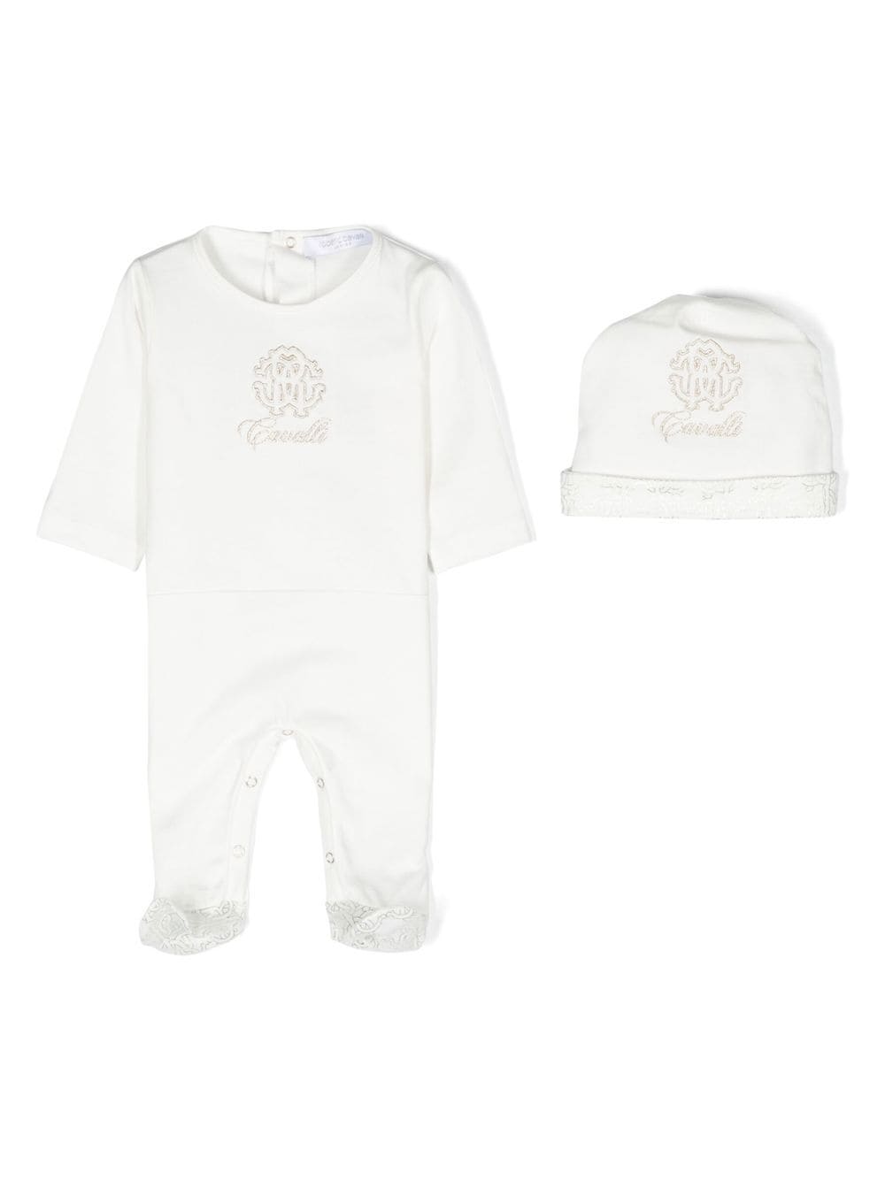 Roberto Cavalli Junior Embroidered-logo Babygrow Set In White