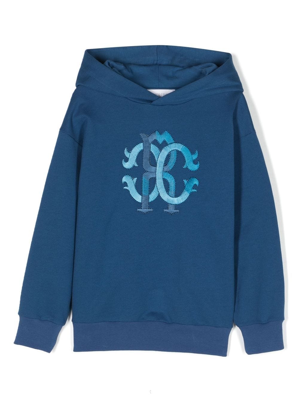 Roberto Cavalli Junior Kids' Embroidered-logo Long-sleeve Hoodie In Blue