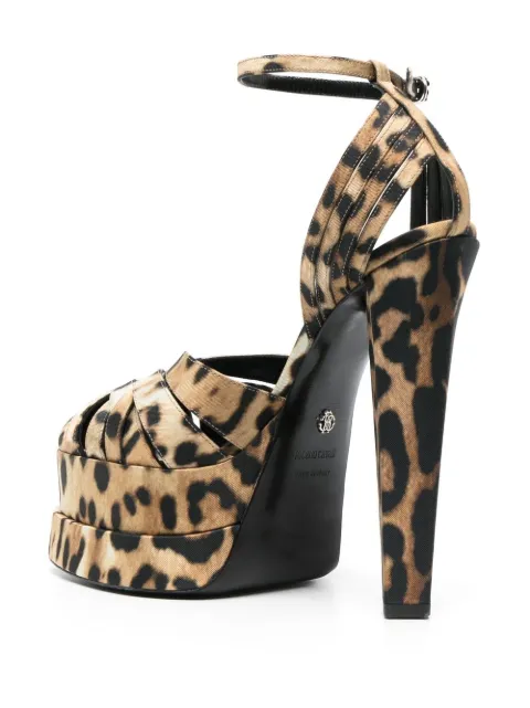 Roberto Cavalli leopard-print caged platform sandals RKS008SE180 - 2