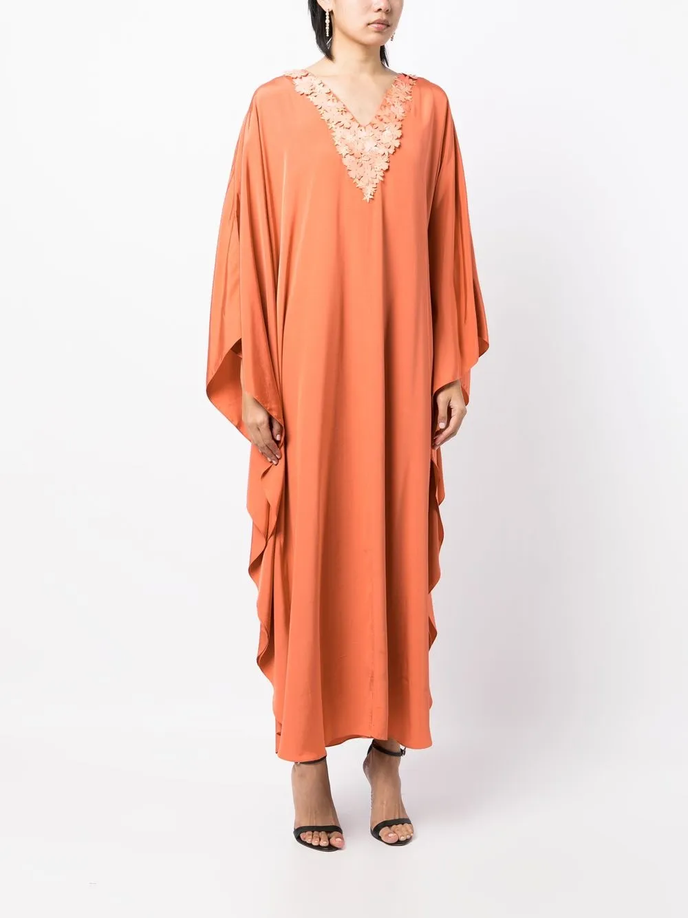 Shatha Essa Cream Blush Sequindetail Kaftan In Pink ModeSens