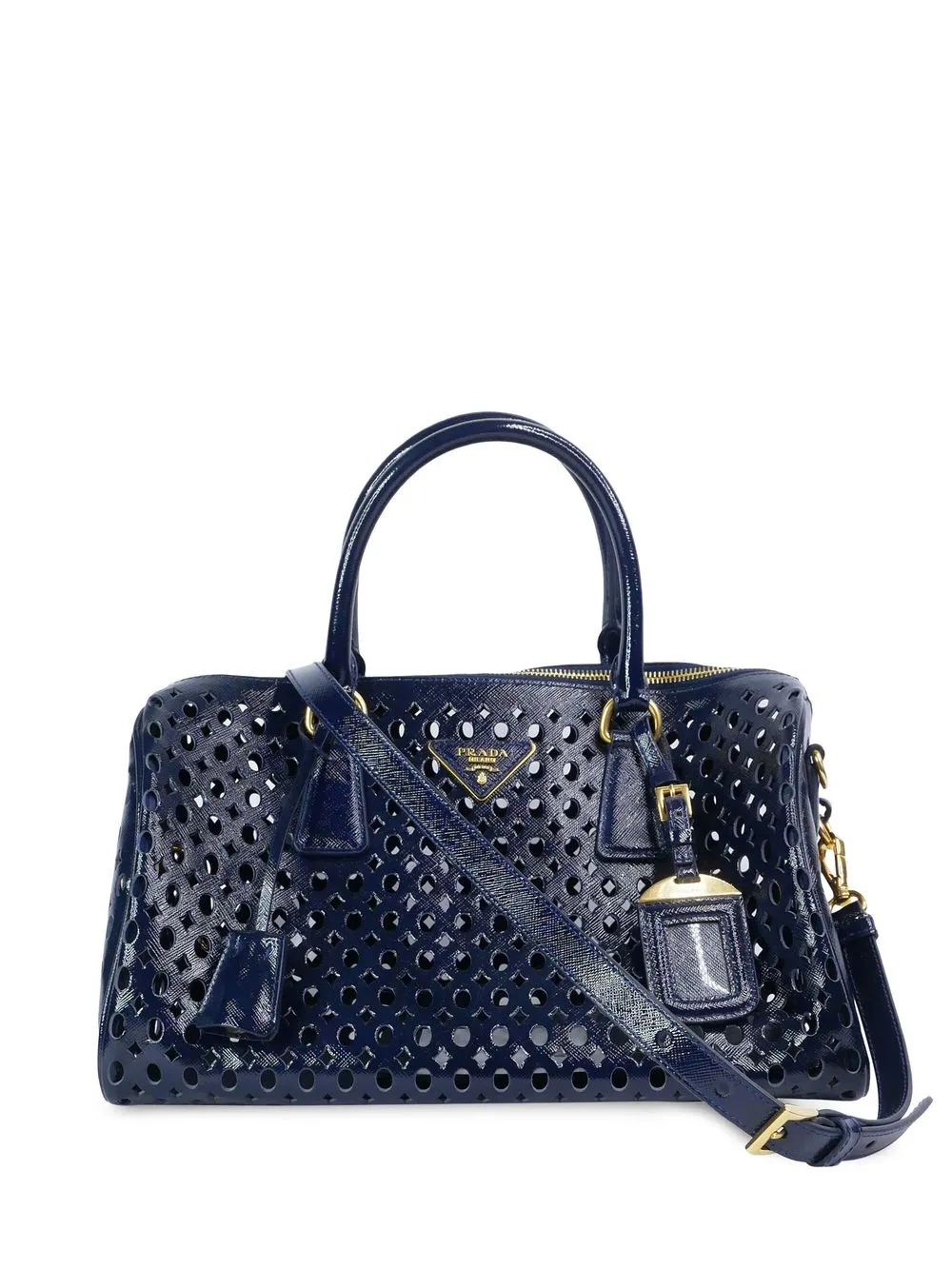 

Prada Pre-Owned triangle-logo perforated shoulder bag - Blue