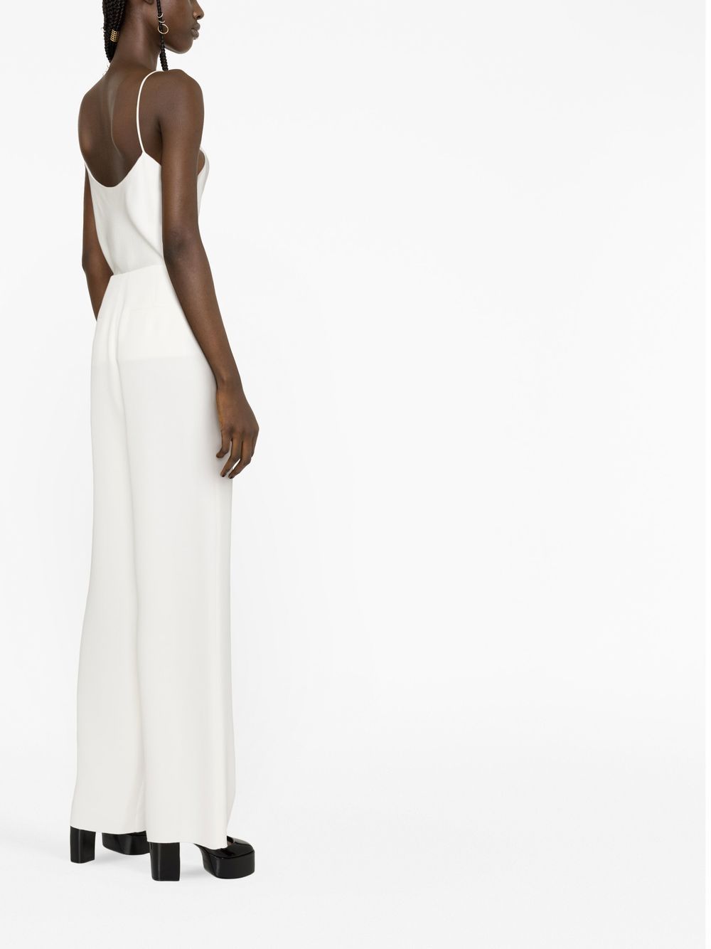 Shop Valentino Tailored Wide-leg Trousers In White
