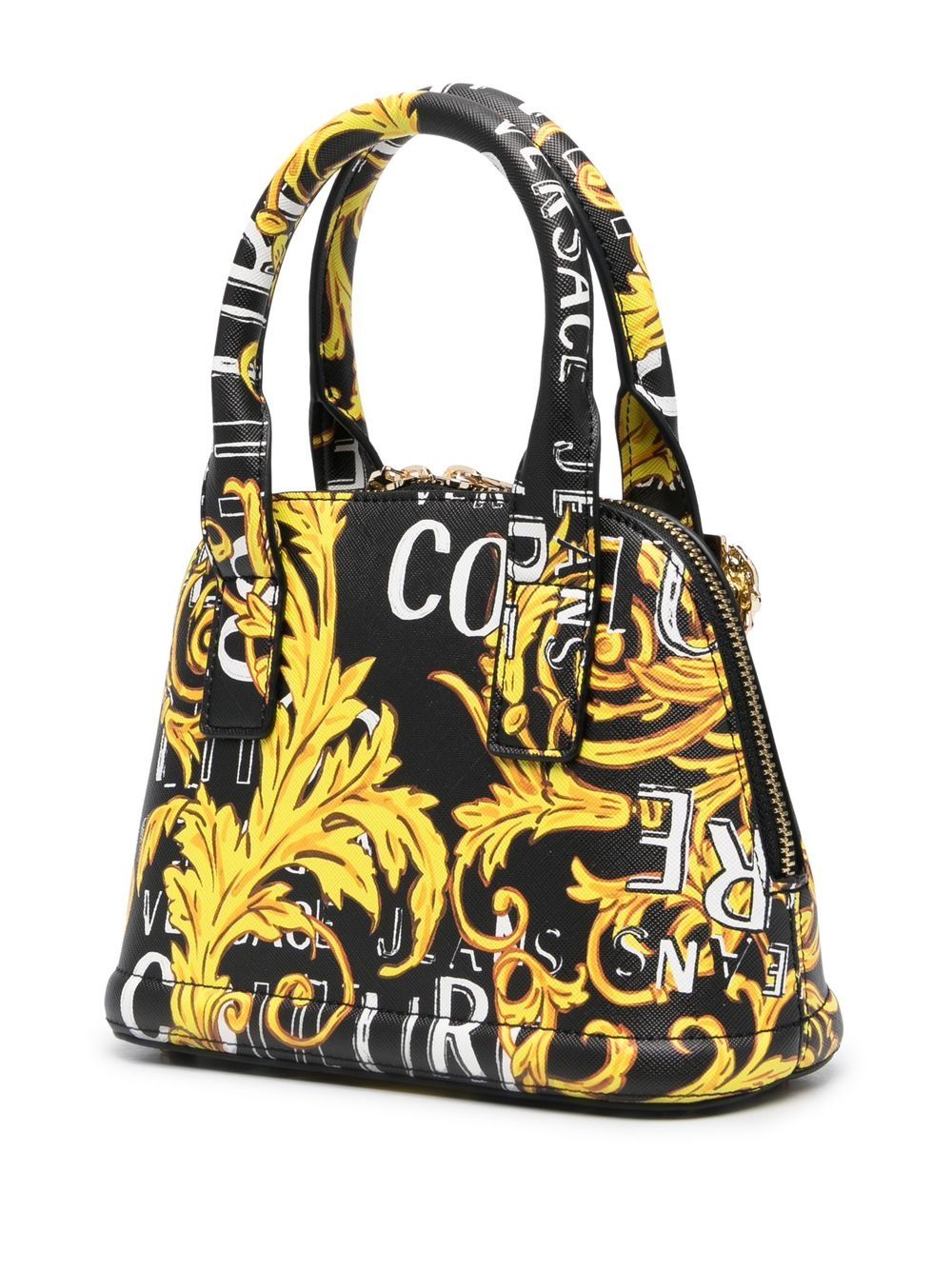Shop Versace Jeans Couture Faux-leather Mini Tote In Black