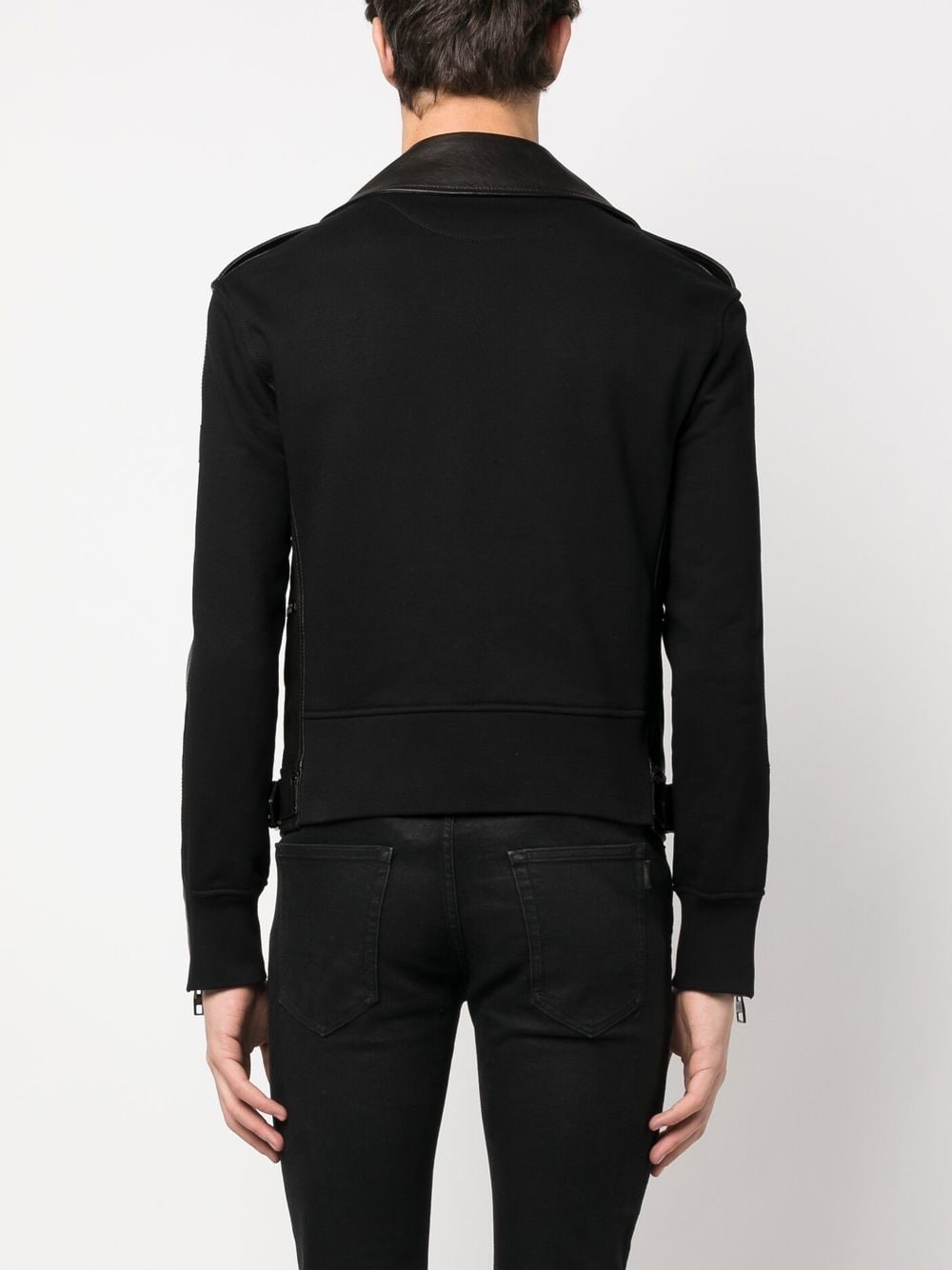 Shop Alexander Mcqueen Leather-trim Biker Jacket In Black