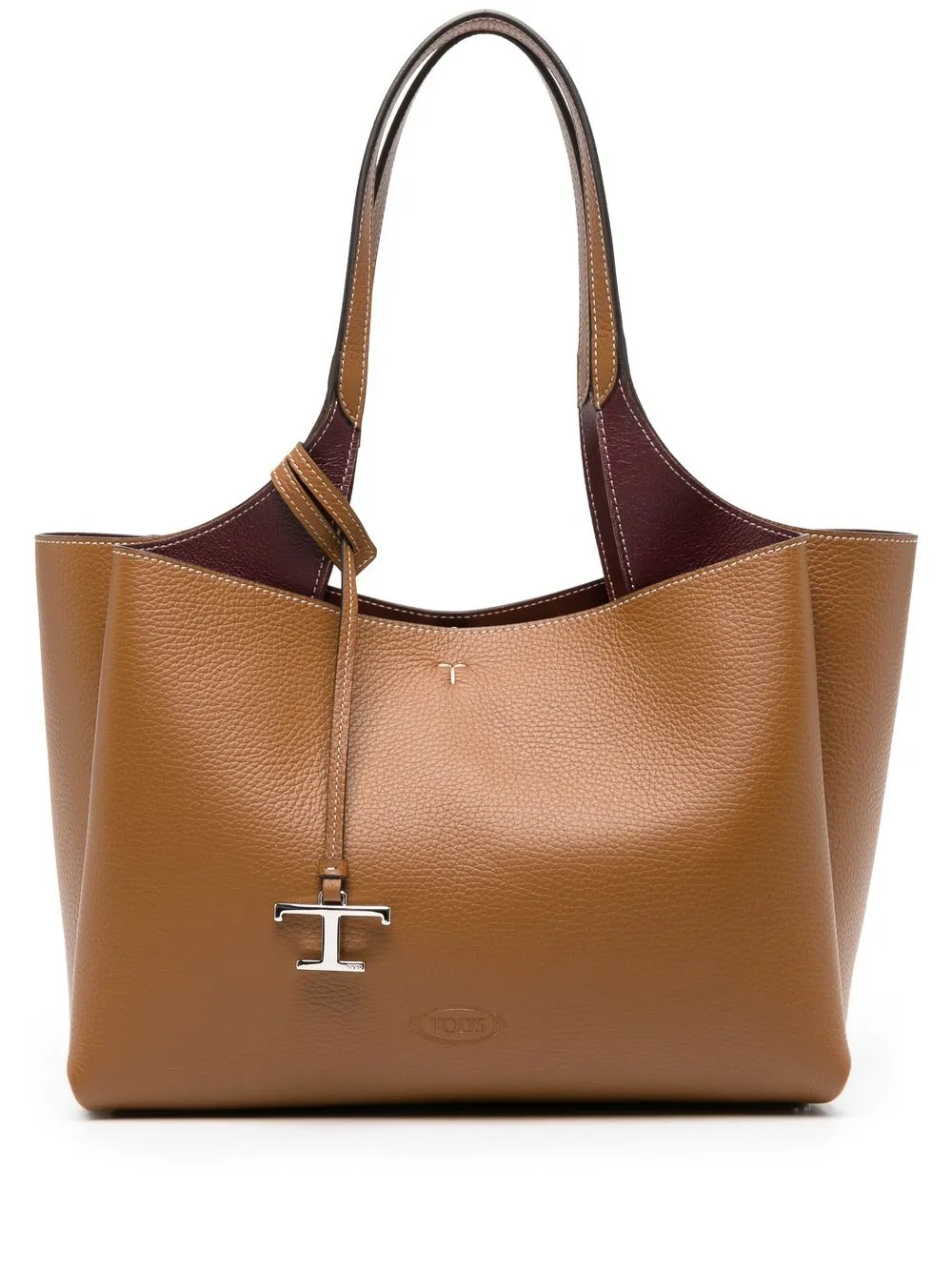 Tod's Logo-charm Detail Tote Bag In Brown