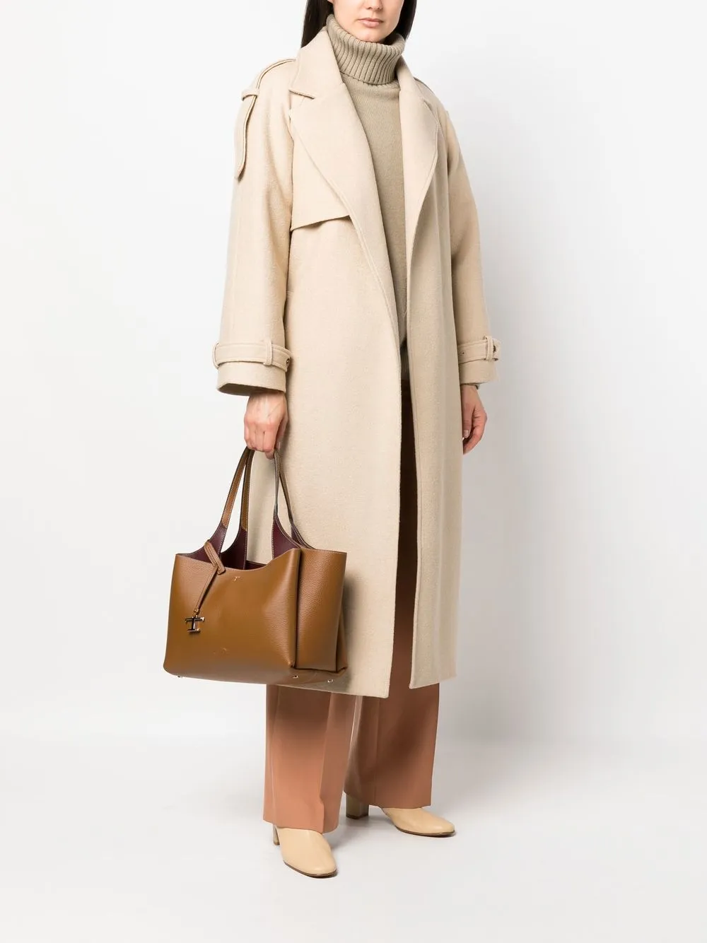Tod's Shopper met logobedel - Bruin