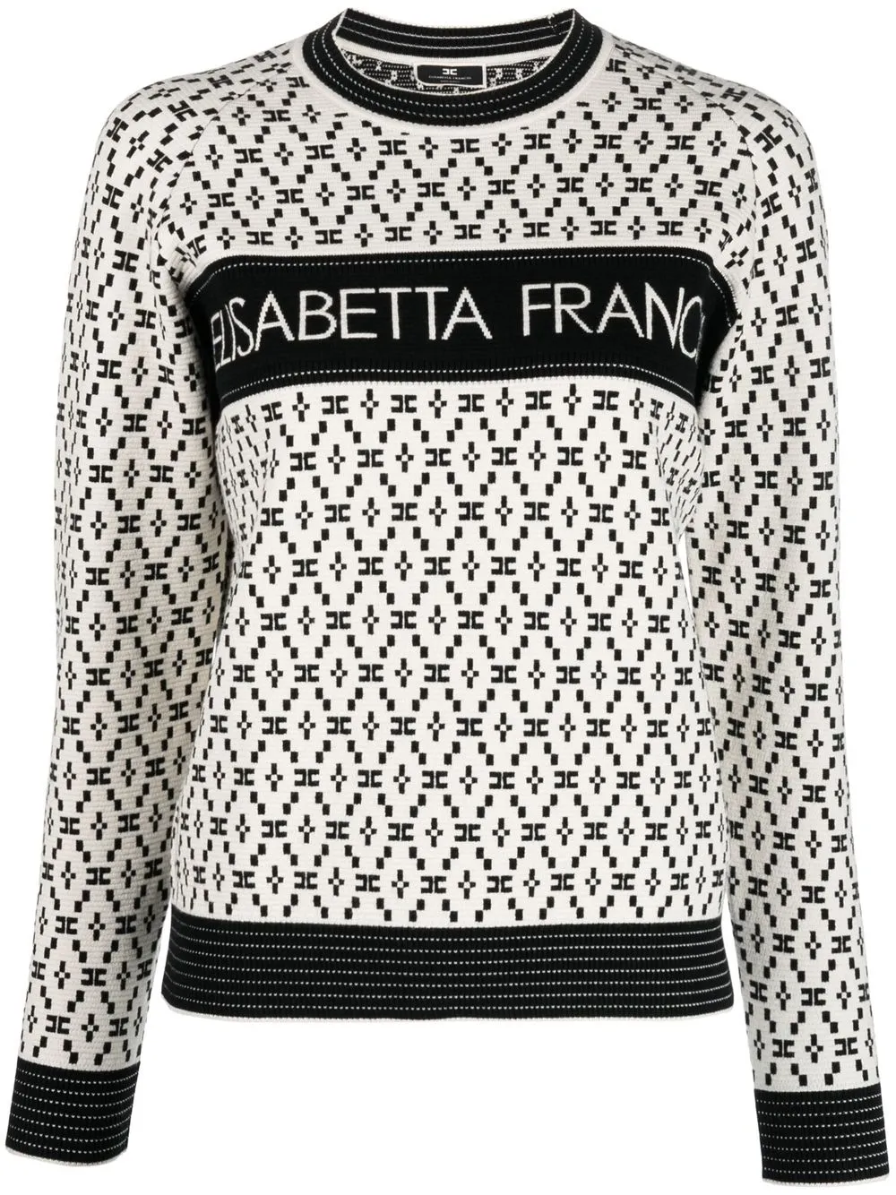 

Elisabetta Franchi monogram-intarsia knitted jumper - White