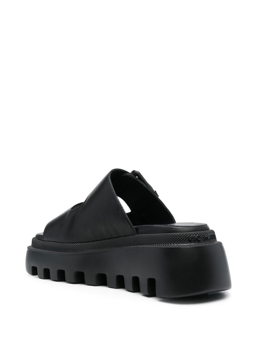 Shop Vic Matie Slip-on Leather Chunky Lug Mules In 黑色