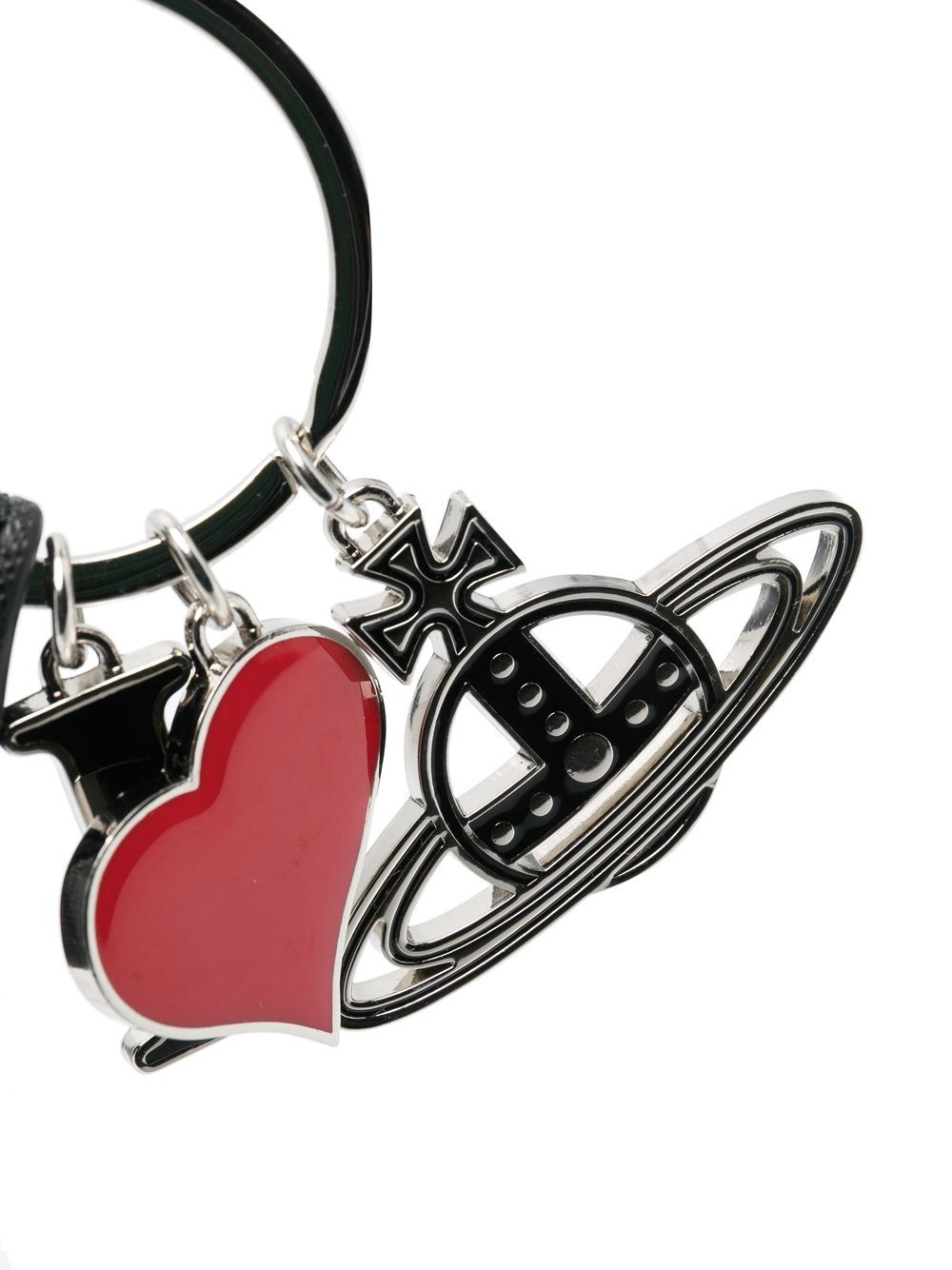 Shop Vivienne Westwood Circular Charm Keychain In 黑色