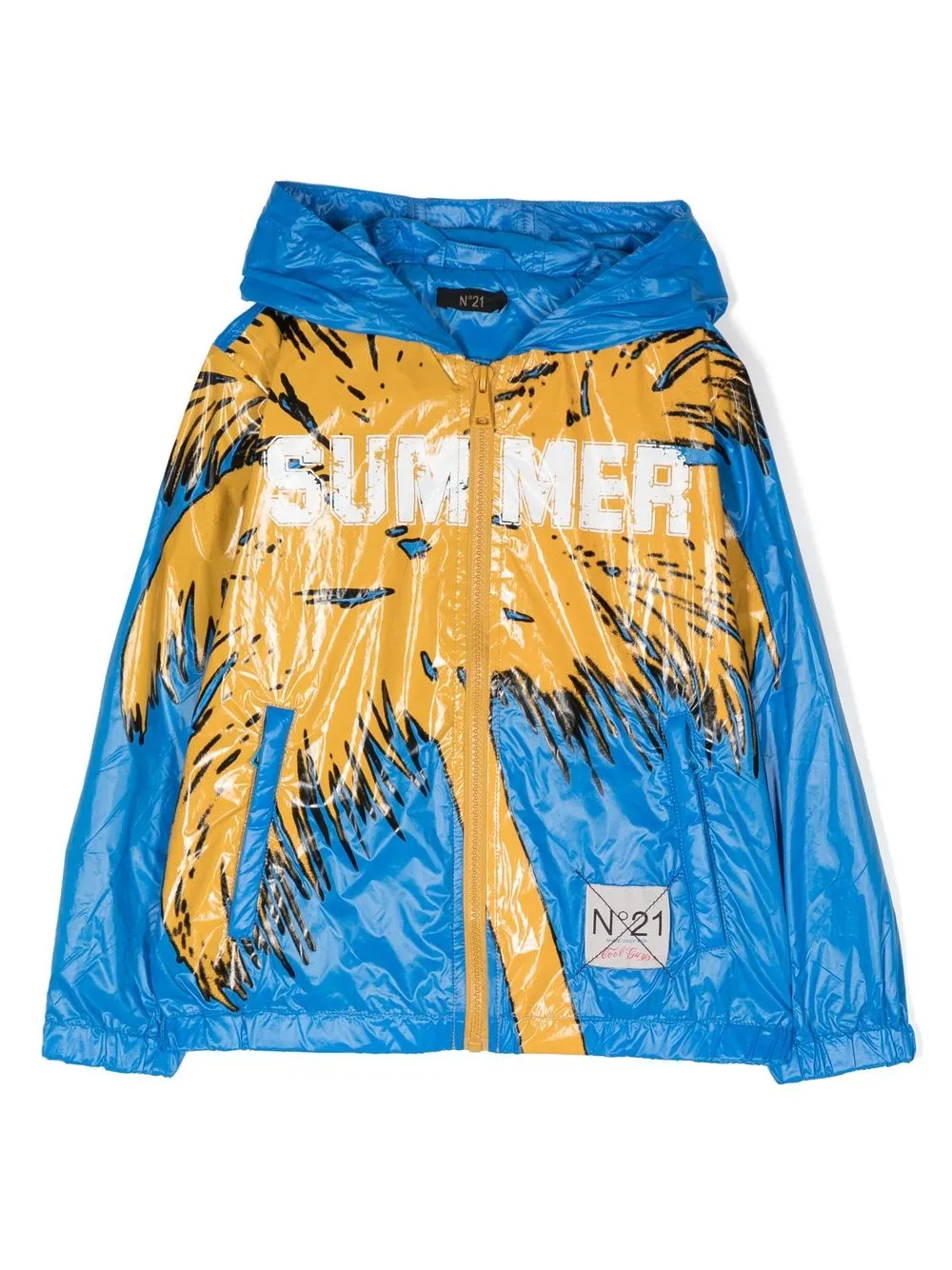 Nº21 Kids graphic-print pullover hooded jacket - Blue