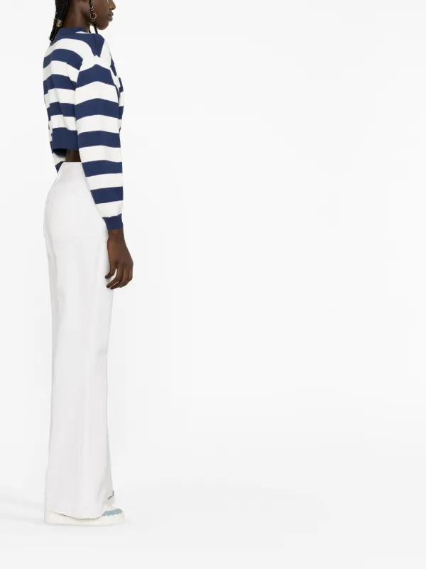 Kenzo logo embroidered Striped Cropped Jumper Blue FARFETCH AO