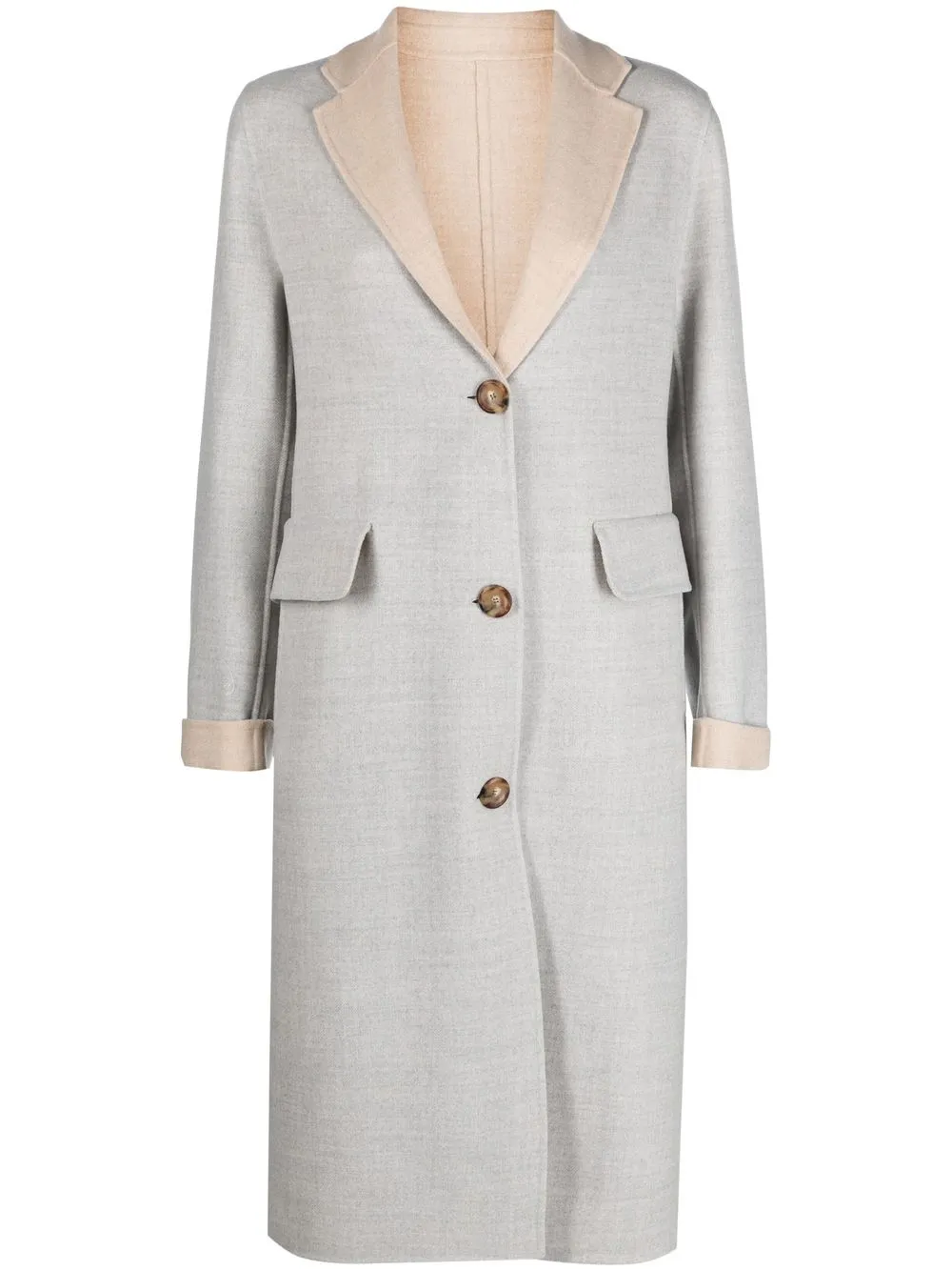 TWO-TONE SINGLE-BREASTED WOOL COAT