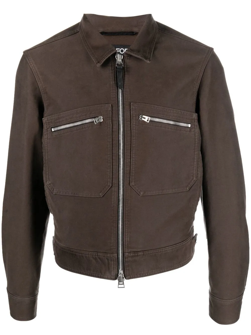 

TOM FORD brushed cotton zip blouson - Brown