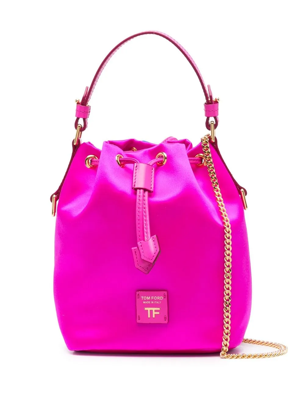 

TOM FORD satin-finish silk bucket bag - 1P009 HOT PINK