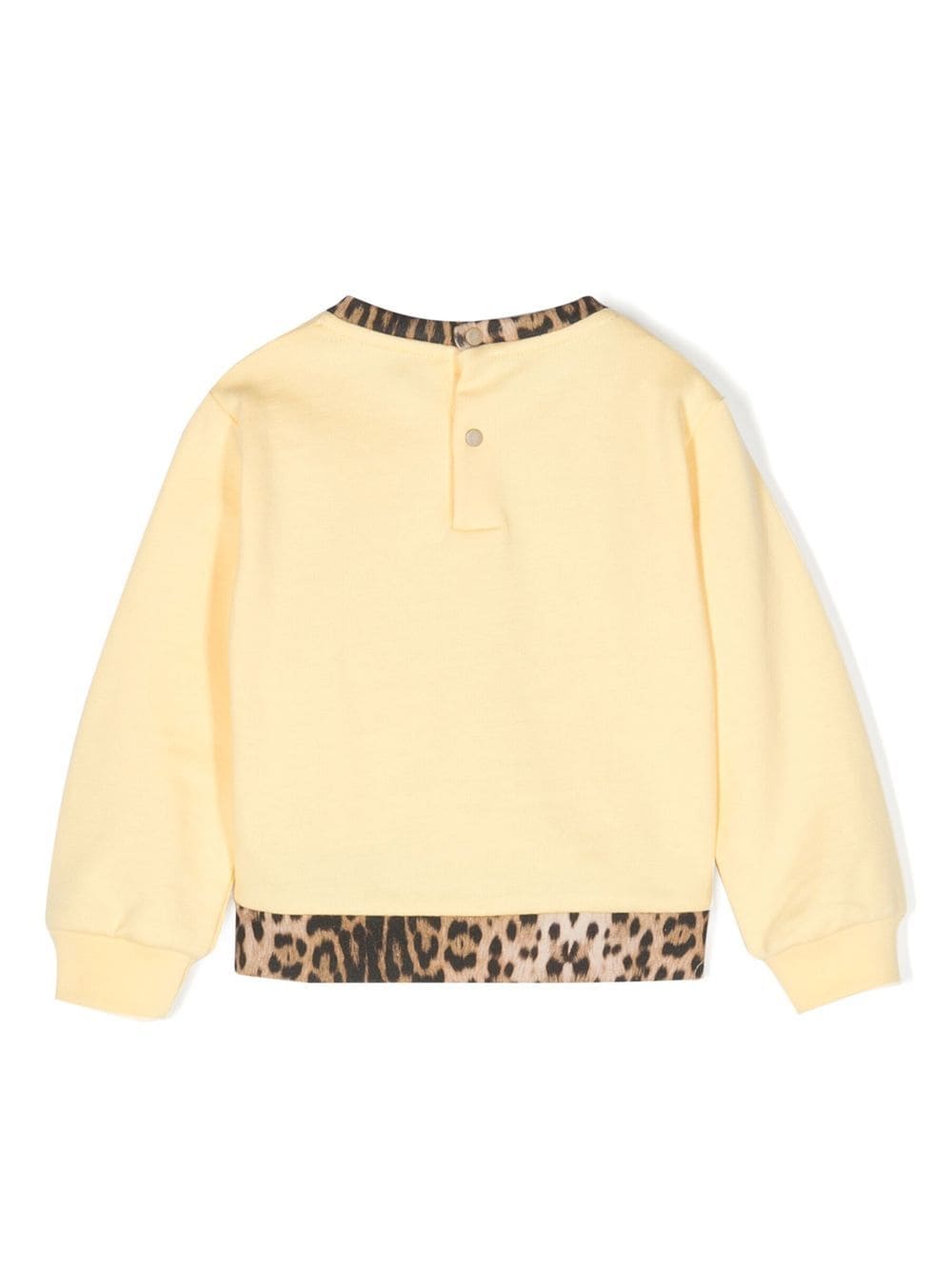 Shop Roberto Cavalli Junior Leopard-trimmed Embroidered Sweatshirt In Yellow