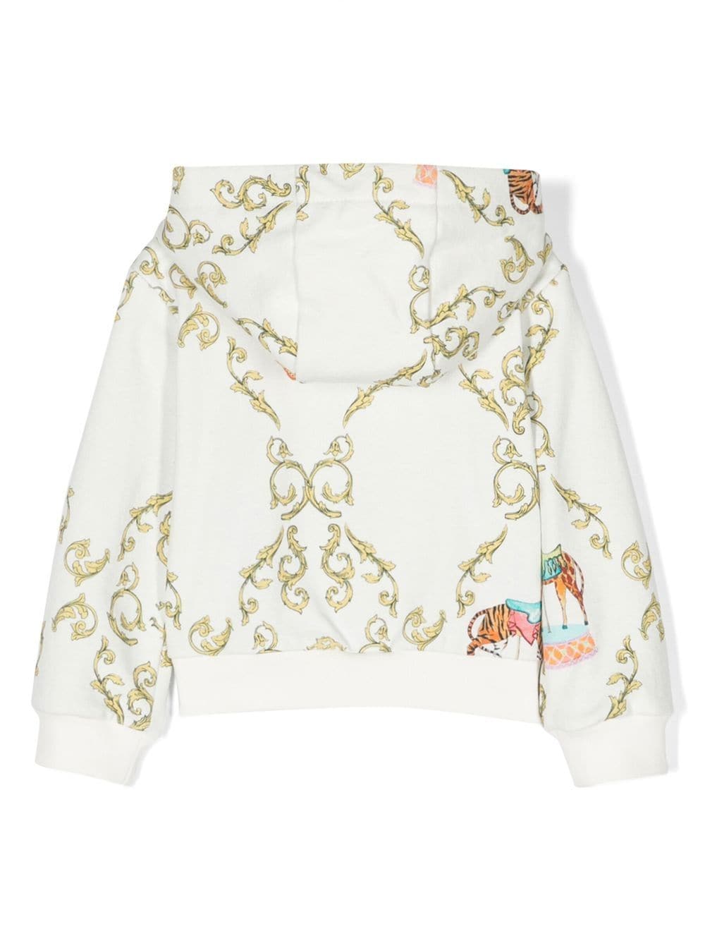 Shop Roberto Cavalli Junior Chain-print Zip-up Hoodie In White