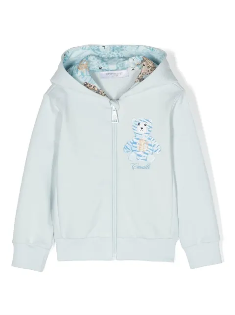 Roberto Cavalli Junior bear-print zip-up hoodie